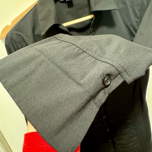 ZAC & RACHEL BUTTON DOWN BLACK TOP
3/4 CUFF SLEEVE RIBBED KNIT INSERTS SIZE M - Picture 6 of 9